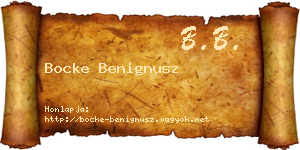 Bocke Benignusz névjegykártya